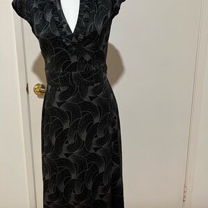 Banana Republic Black and Gray Midi Dress